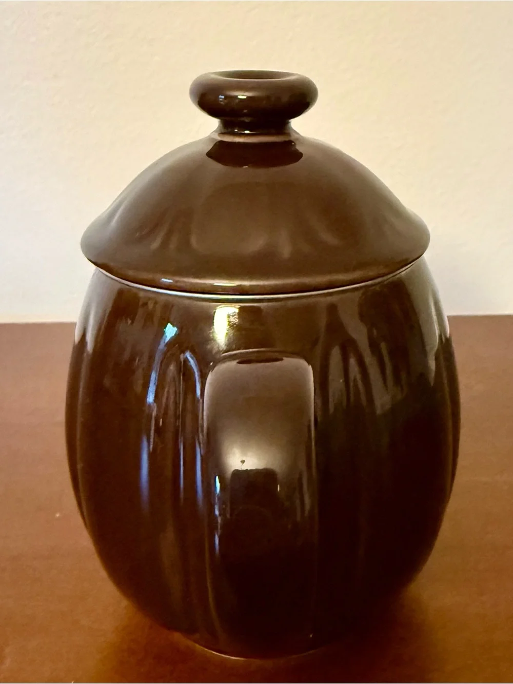 Teavana Brown Glazed Ceramic Honey Pot with Lid